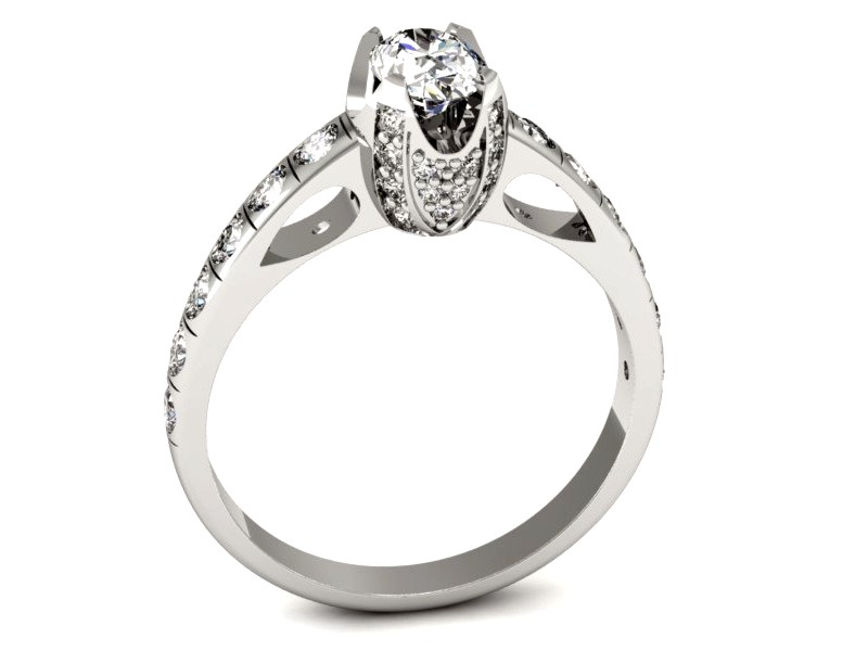 Złoty pierścionek z diamentami białe złoto - p15017b — zdjęcie 3