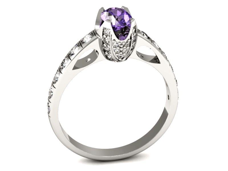 Pierścionek z tanzanitem białe złoto z brylantami - p15017bt — zdjęcie 3