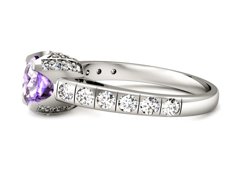 Pierścionek z tanzanitem białe złoto z brylantami - p15017bt — zdjęcie 2