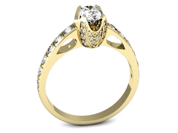 Złoty Pierścionek z diamentami żółte złoto 585 - p15017z