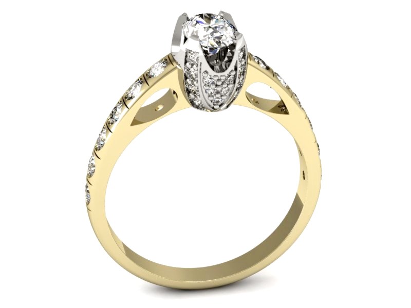 Pierścionek z diamentami białe i żółte złoto - p15017zb — zdjęcie 3