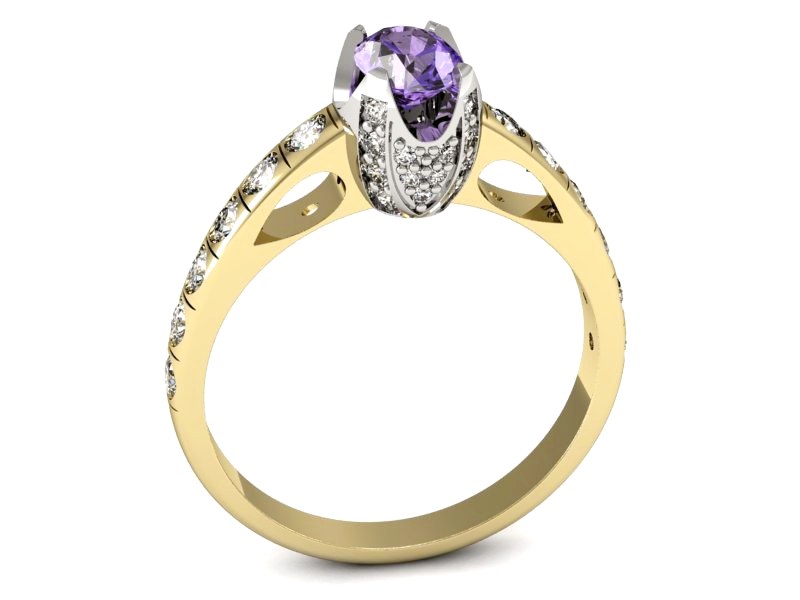 Pierścionek z tanzanitem i brylantami - p15017zbt — zdjęcie 3