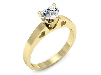 Złoty Pierścionek z diamentem w kształcie serca - p15018z - 1