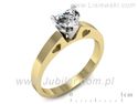 Pierścionek z diamentem w kształcie serca białe i żółte złoto — p15018zb