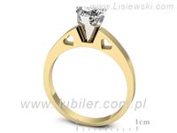 Pierścionek z diamentem w kształcie serca białe i żółte złoto - p15018zb- 3