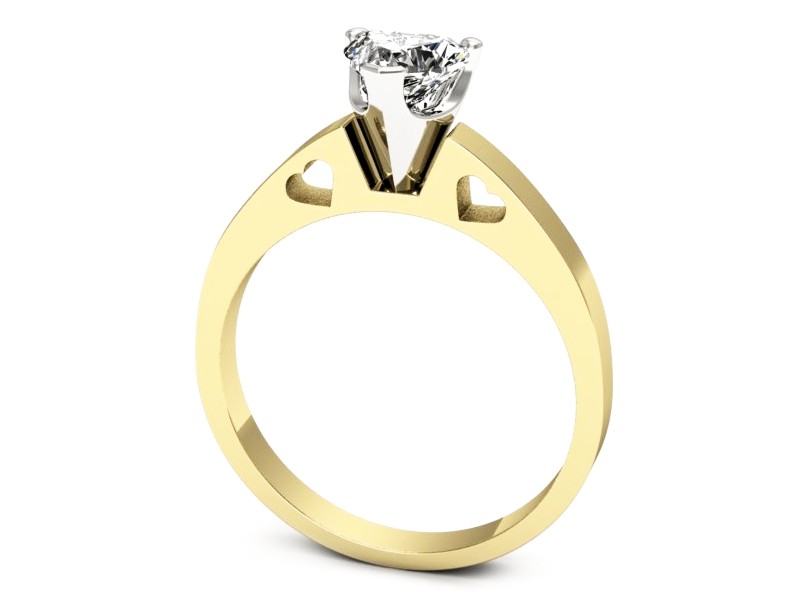 Pierścionek z diamentem w kształcie serca złoto - p15018zb — zdjęcie 3