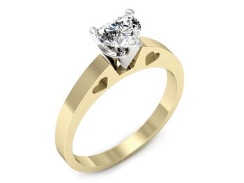 Pierścionek z diamentem w kształcie serca złoto - p15018zb - 1