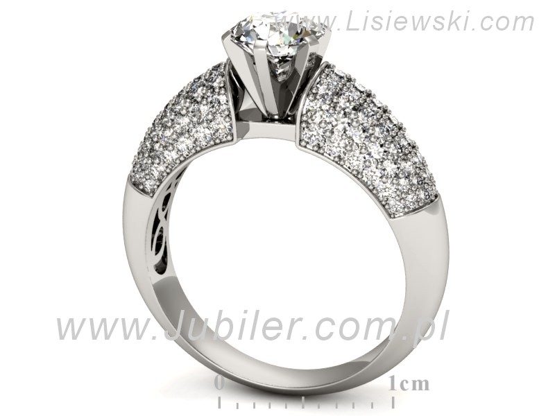 Złoty pierścionek z brylantami białe złoto - p15019b — zdjęcie 3