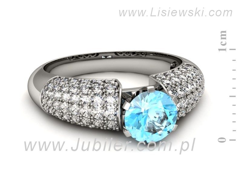 Pierścionek z topazem i brylantami białe złoto - p15019ba — zdjęcie 2