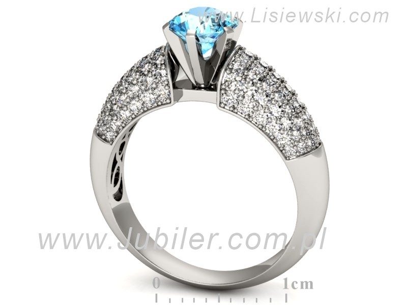 Pierścionek z topazem i brylantami białe złoto - p15019ba — zdjęcie 3