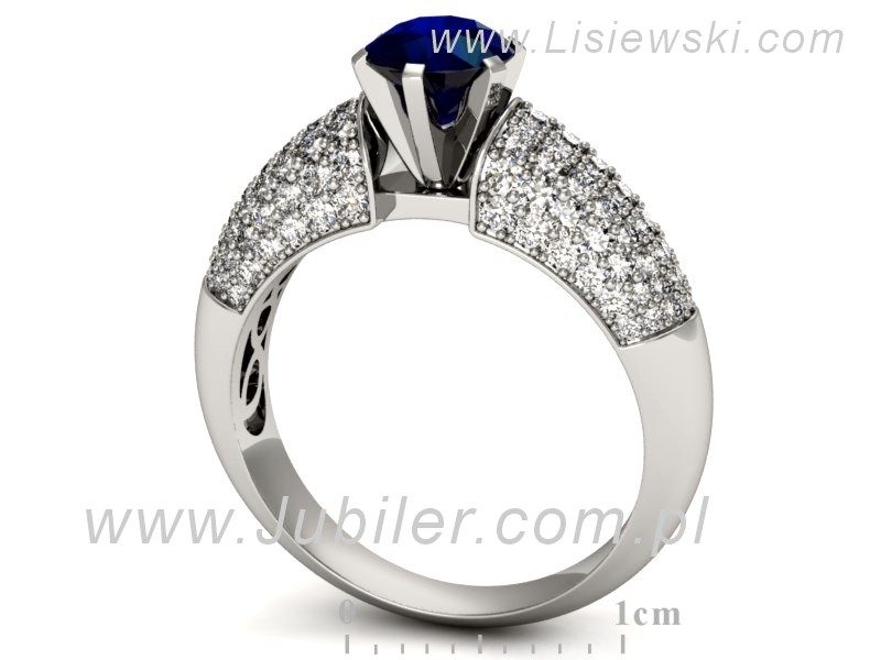 Pierścionek z szafirem i brylantami białe złoto - p15019bsz — zdjęcie 3
