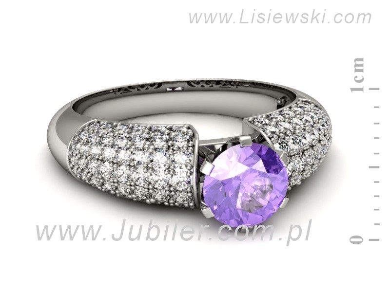 Pierścionek z tanzanitem białe złoto z brylantami - p15019bt — zdjęcie 2