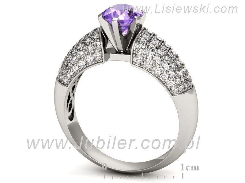 Pierścionek z tanzanitem białe złoto z brylantami - p15019bt — zdjęcie 3