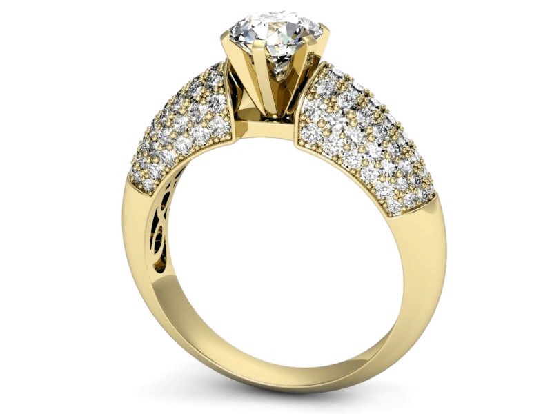 Złoty pierścionek z brylantami żółte złoto - p15019z — zdjęcie 3