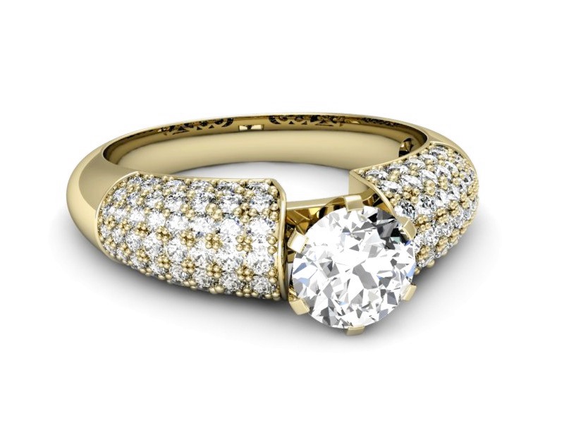 Złoty pierścionek z brylantami żółte złoto - p15019z — zdjęcie 2