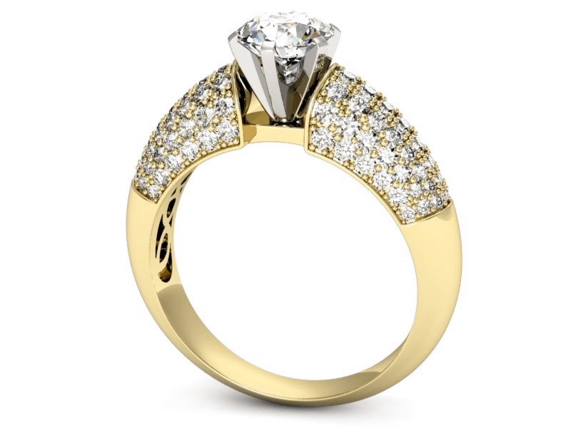 Pierścionek z diamentami żółte i białe złoto - p15019zb — zdjęcie 3