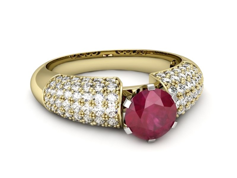 Pierścionek z rubinem i diamentami - p15019zbr — zdjęcie 2