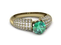Pierścionek ze szmaragdem i diamentami żółte białe złoto - p15019zbsm- 2