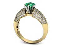Pierścionek ze szmaragdem i diamentami żółte białe złoto - p15019zbsm- 3