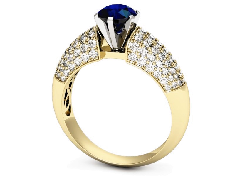 Pierścionek z szafirem i brylantami - p15019zbsz — zdjęcie 3