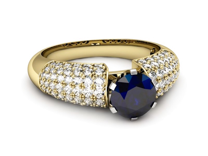 Pierścionek z szafirem i brylantami - p15019zbsz — zdjęcie 2