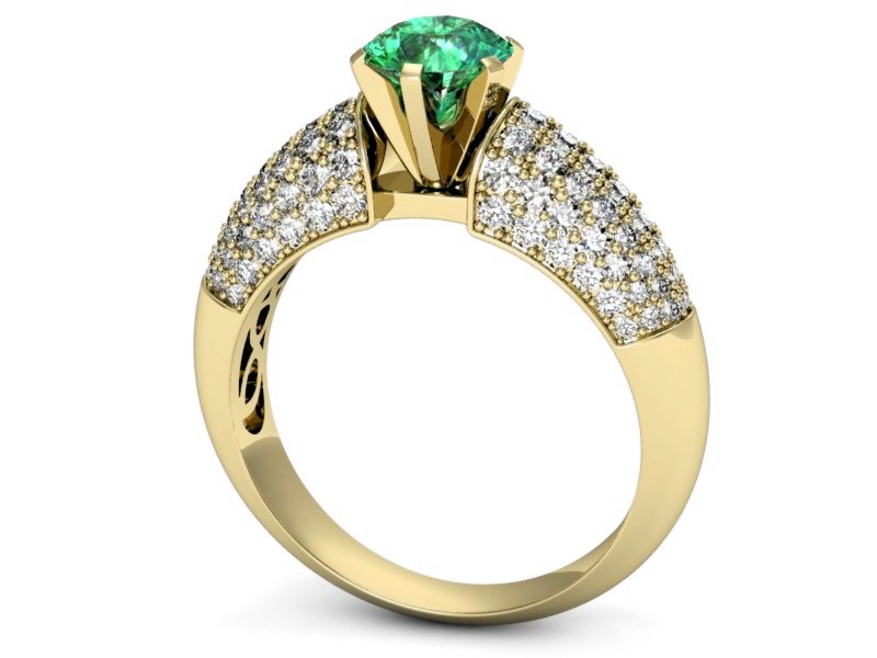 Pierścionek ze szmaragdem i diamentami - p15019zsm — zdjęcie 3