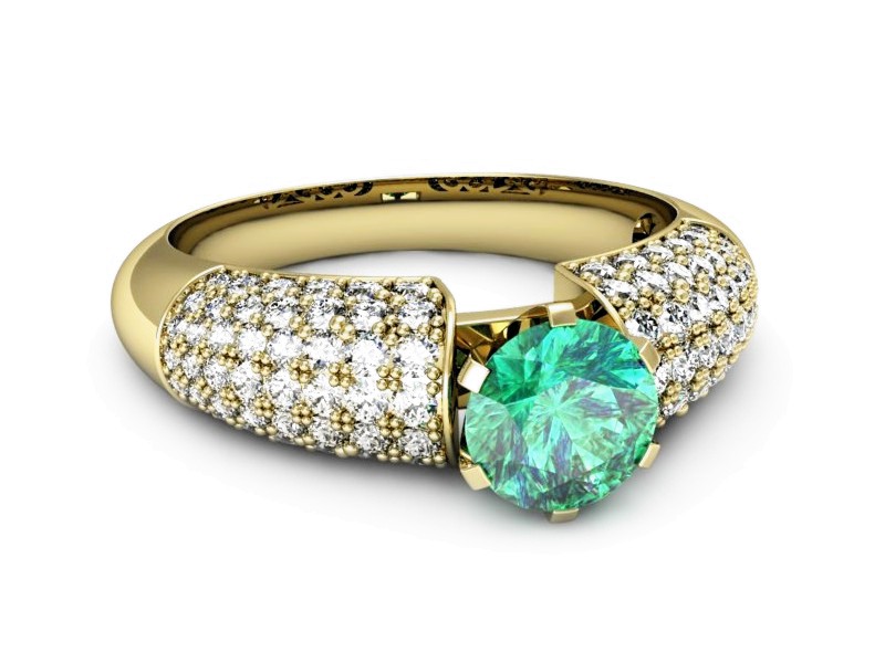 Pierścionek ze szmaragdem i diamentami - p15019zsm — zdjęcie 2