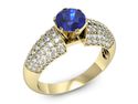 Złoty pierścionek z szafirem i diamentami złoto - p15019zszc
