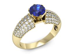 Złoty pierścionek z szafirem i diamentami złoto - p15019zszc