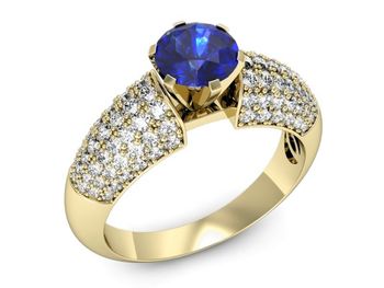 Złoty pierścionek z szafirem i diamentami złoto - p15019zszc - 1