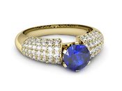 Złoty pierścionek z szafirem i diamentami złoto - p15019zszc - 2