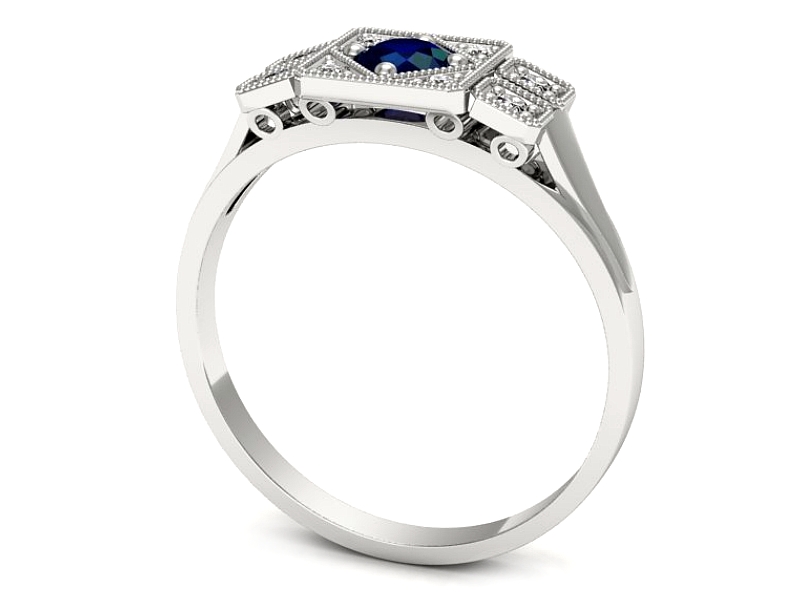 Złoty pierścionek zaręczynowy z szafirami - P15021bsza — zdjęcie 3