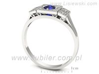 Pierścionek z szafirem i brylantami z białego złota 585 - p15021bszc- 3