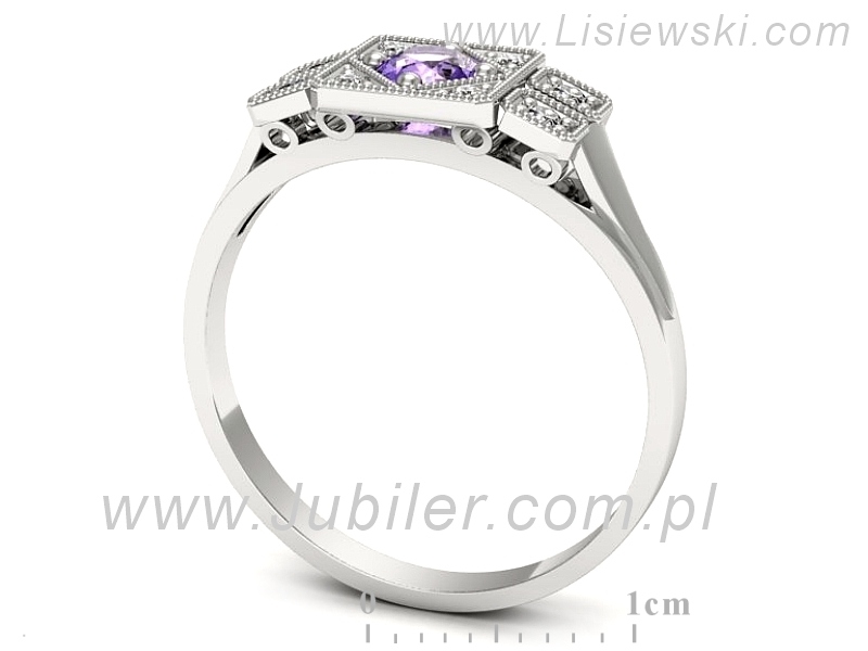 Pierścionek z tanzanitem białe złoto i brylantami - p15021bt — zdjęcie 3