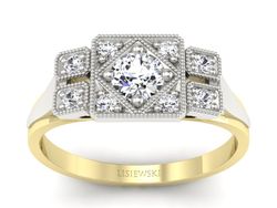 Pierścionek z diamentami żółte białe złoto - P15021bzbr_P_G