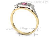 Pierścionek z rubinem i diamentami w żółtym i białym złocie - p15021zbr- 3