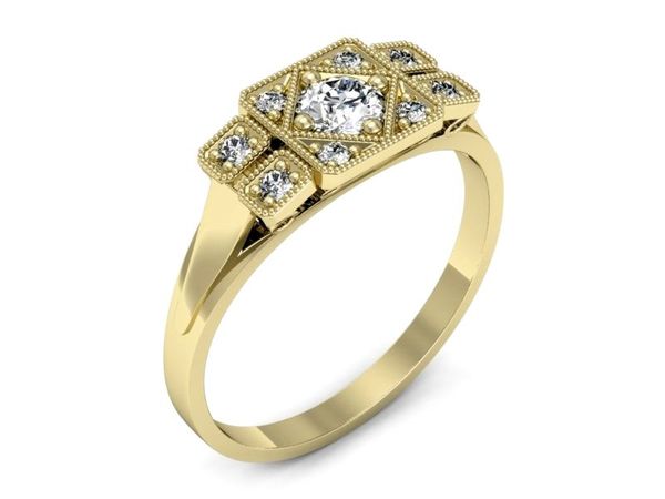 Pierścionek zaręczynowy z brylantami żółte złoto próba 585 — P15021zbr_VS_E