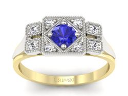 Pierścionek z szafirem i diamentami - p15021zbszc