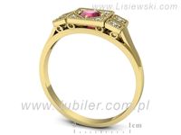 Złoty pierścionek z rubinem i brylantami złoto proba 585 - p15021zr- 3