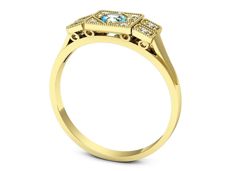 Złoty pierścionek z topazem i brylantami - p15021ztp — zdjęcie 3