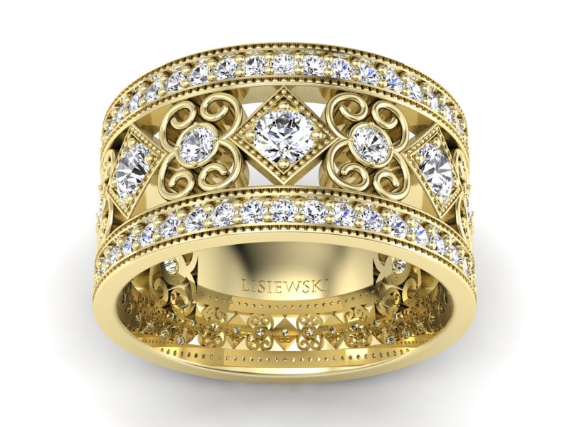 Obrączka z brylantami żółte złoto - P15022z