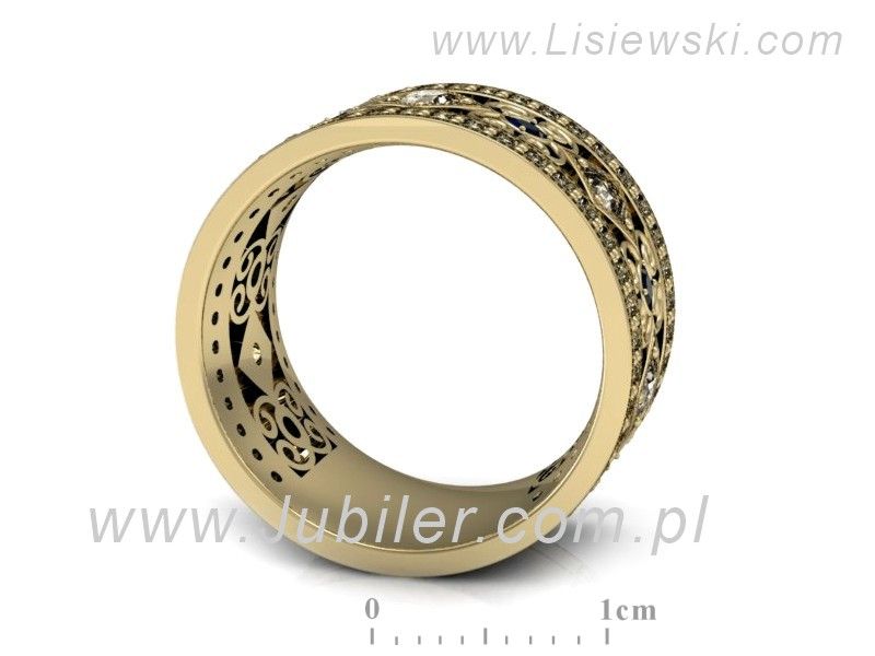 Pierścionek Obrączka z brylantami i szafirami żółte złoto 585 - p15022zsz - 3