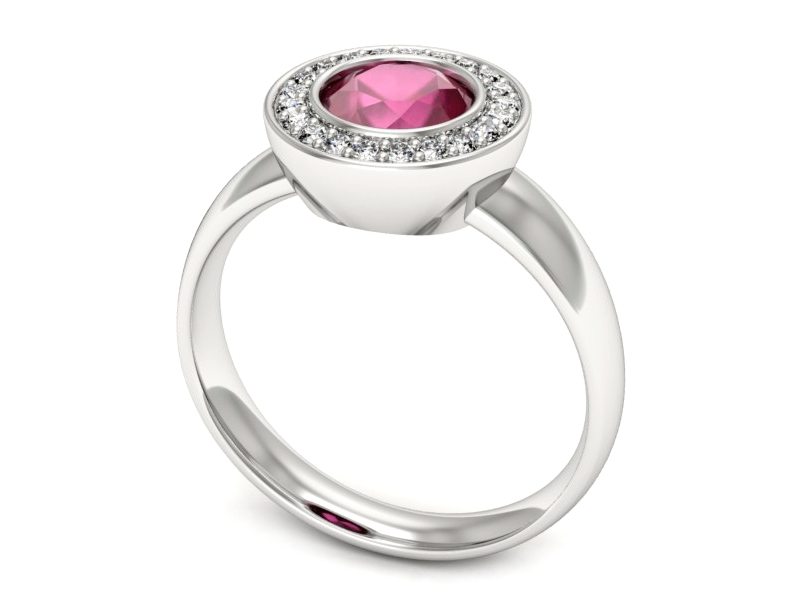 Pierścionek z rubinem i brylantami białe złoto - P15023b_rub — zdjęcie 3