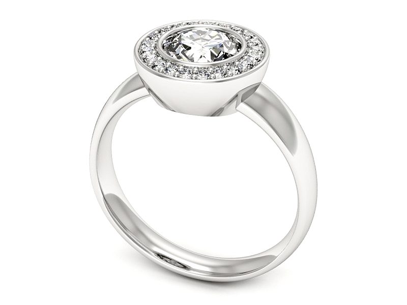 Pierścionek zaręczynowy z brylantami złoty - P15023b_SI_F — zdjęcie 3