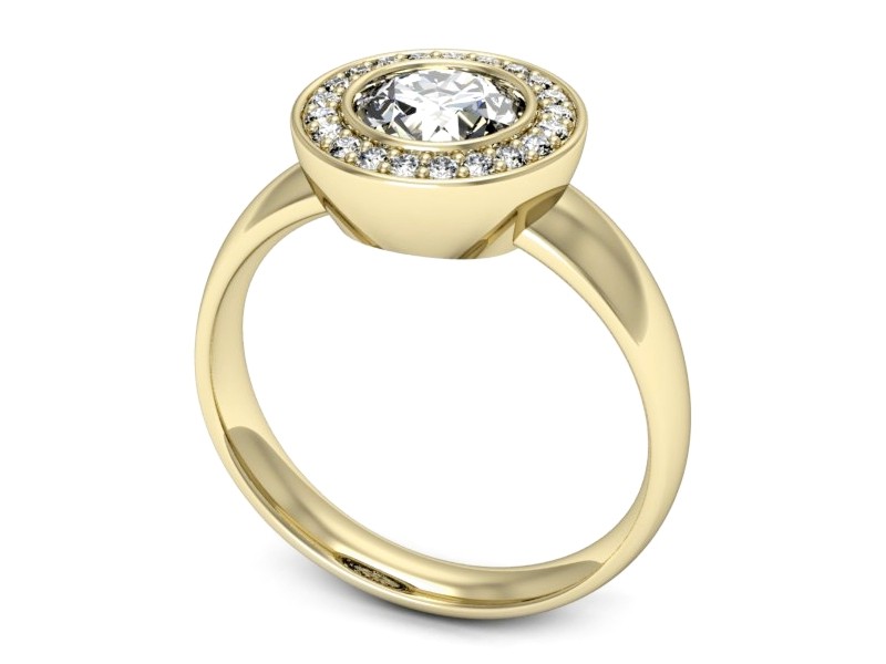 Złoty pierścionek z brylantem żółte złoto - p15023z — zdjęcie 3