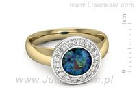 Pierścionek z aleksandrytem i diamentami żółte i białe złoto - p15023zbal- 2