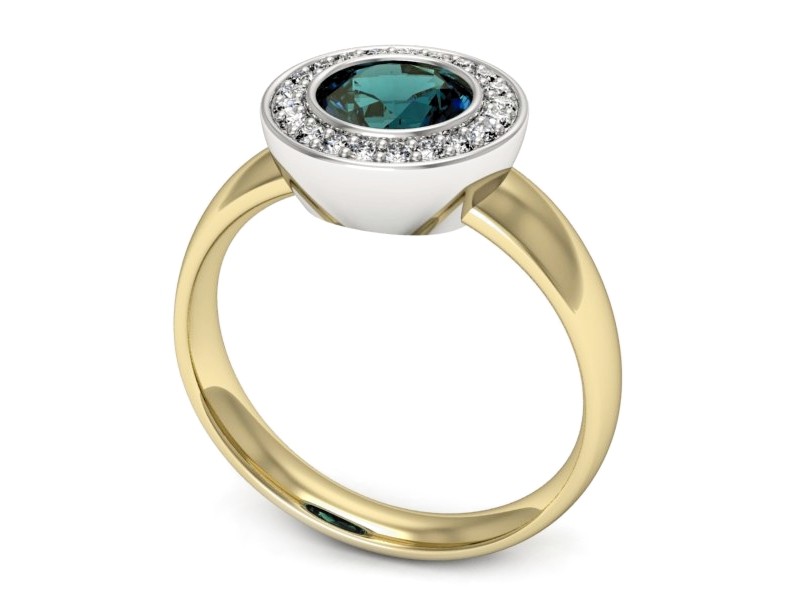 Pierścionek z aleksandrytem i diamentami - p15023zbal — zdjęcie 3