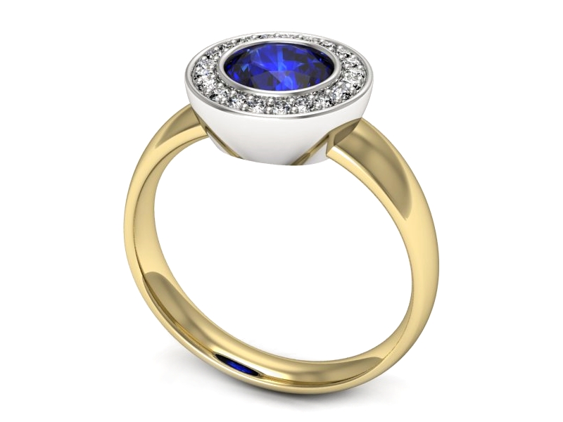 Pierścionek z szafirem i diamentami złoto 585 - p15023zbszc - 3