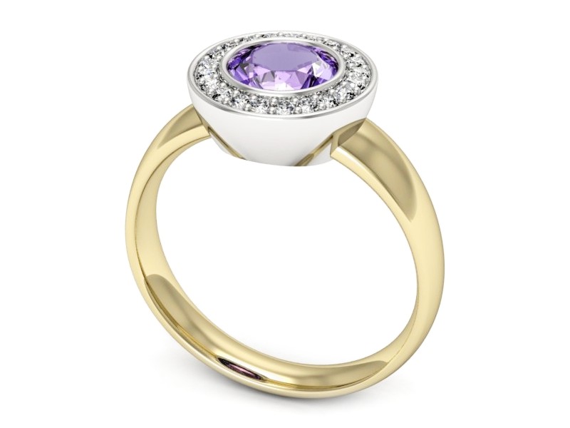 Pierścionek z tanzanitem i brylantami - p15023zbt — zdjęcie 3