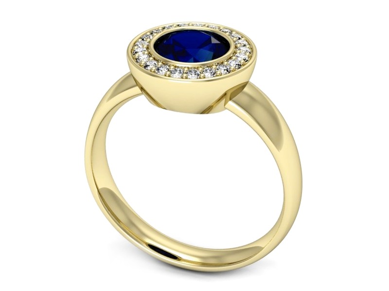 Złoty pierścionek z szafirem i brylantami - p15023zsz — zdjęcie 3